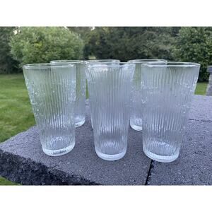 Jeanette Glass Finlandia Tree Bark Glasses Tumblers 16oz Set Of 6